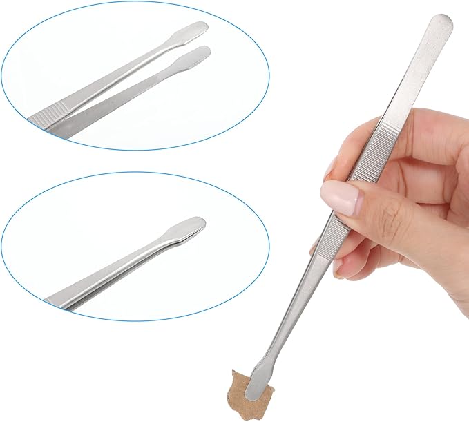 Precision Tweezers Set, 5 Pcs Anti-Static Stainless Steel Long Tweezers Thin Soldering Tweezer Curved of Tweezer for Craft, Electronics, Soldering, Jewelry Making, Laboratory Work