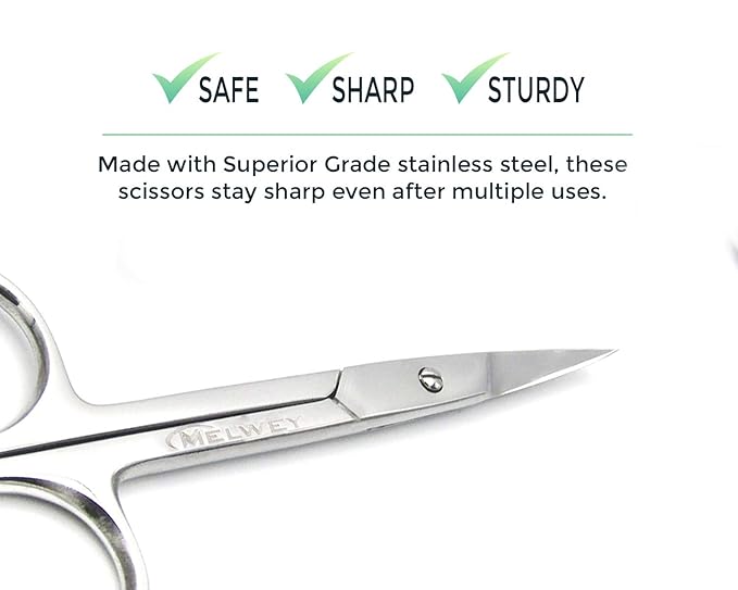Eyebrow Scissors & Small Cuticle Scissors, 3.7 Inches ??Curved Blade Manicure TSA Scissors, Stainless Steel for Eyelashes, Facial Hair, Pubic Hair, Men?셲 Moustache & Beard