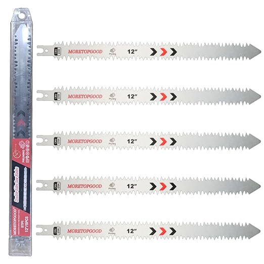Double-Sided Reciprocating Saw Blade,12 Inch Wood Pruning Japanese Teeth Saw Blades for Cutting Bamboo/Tree Branches/Limb/Roots/Shrubs/Brush/Stumps (5TPI/5 Pack)