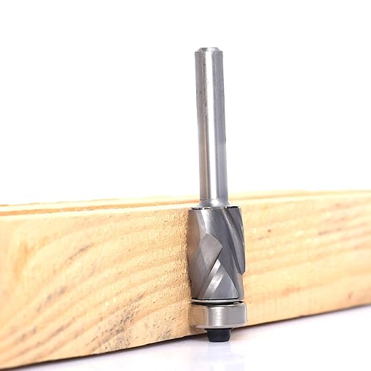 Compression Top Bearing Flush Trim Router Bit 1/4 Shank - 1/2" Cutting Dia, 3/4??Cut Height, Carbide Spiral Up-Down Pattern Template Flush Cut Router Bit, for Wood Trimming
