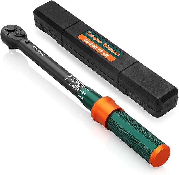 3/8-Inch Drive Click Torque Wrench, 10-100 Ft.Lb, 72-Tooth Dual-Direction Adjustable Torque Wrench, 짹3% High Precision for Bicycle, Motorcycle, Car Maintenance