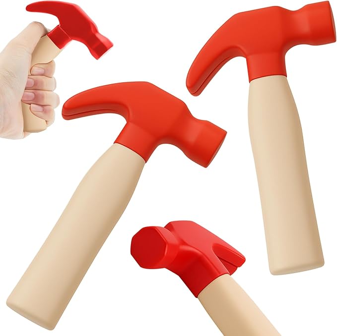 Zhanmai 2 Pcs Toy Foam Hammer, Simulation Hammers, Christmas Stocking Stuffers to Release Anxiety, Classroom Educational Toy for Teens and Toddlers (Red)