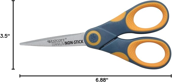 Westcott ??4881 5-Inch Non-Stick Titanium Scissors For Office and Home, Yellow/Gray