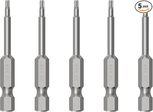 5PCS T9 Magnetic Tamper Proof Torx Screwdriver Bits, 1/4 Inch Hex Shank 2.6 Inch Length S2 Steel Security Drill Torx Head Drill Screw Driver Tools(65mm Long, Star 6 Point)