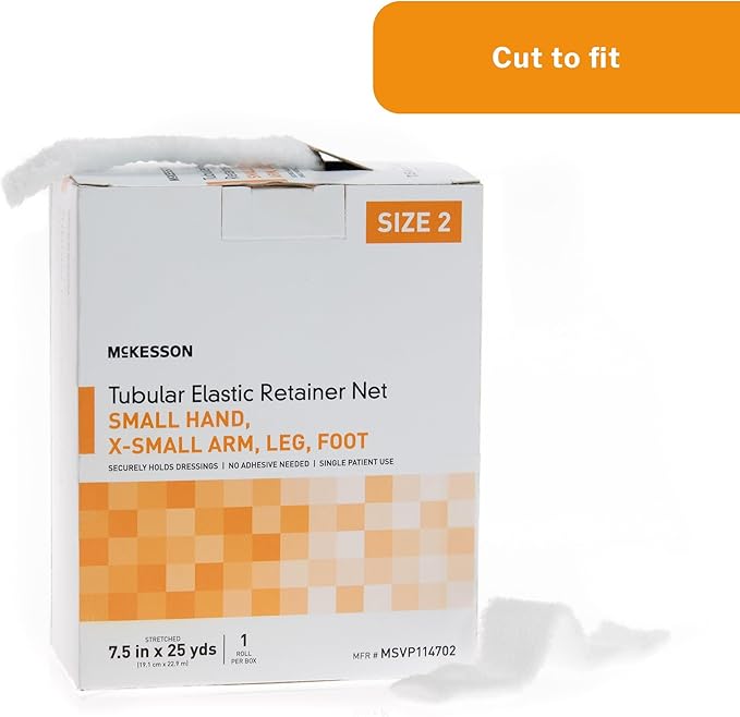 McKesson Tubular Elastic Retainer Net Dressing, Non-Sterile, Hand, Arm, Leg, Foot, Size 2, 7 1/2 in x 25 yd, 1 Count, 1 Pack