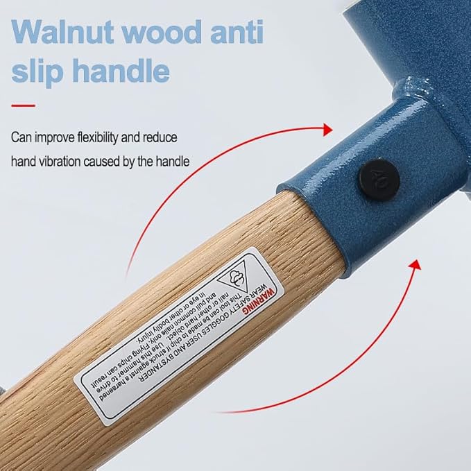 Non Rebounding Hammer Dead Blow Hammer Nylon Hammer Face Filled With Steel Shot Face Diameter 50mm/1.97inch (Wooden handle, 50)