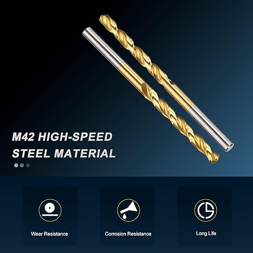 PATIKIL 5.5mm Drill Bit, M42 8% Cobalt High-Speed Steel Jobber Straight Shank 135° Titanium Nitride (TiN) Coated for Hard Metal Stainless Steel - 4 Pack