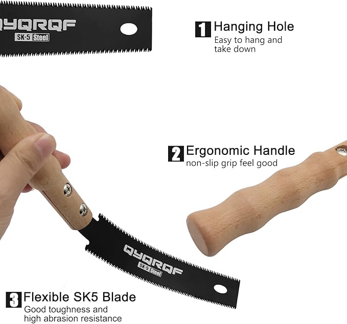Small Hand Saw, 6 Inch Japanese Pull Saw with Double Edges 15/17 TPI Flush Cut Saw for Woodworking DIY Projects