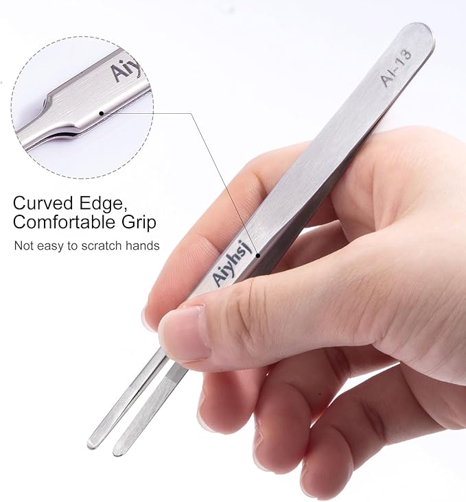 Precision Tweezer, Upgraded Professional Flat Tip Round, High-end Stainless Steel Tweezers for Craft, Electronics, Laboratory Work, Also Great Precision for Hair and Ingrown Hair Removal