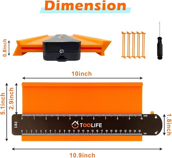 TOOLIFE Contour Gauge,Christmas Gifts for Men Dad Husband,Woodworking Tools for Flooring Carpentry, Stocking Stuffers for Him, Anniversary Birthday ideas, Shape Duplicator Cool Gadgets(10Inch)
