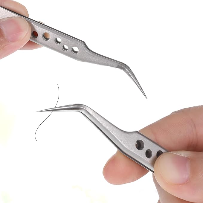 5 Packs Precision Tweezers Stainless Steel Fine Pointed Curved Tweezer Long Sharp Tweezers Kit for Electronics Repair Crafting Jewelry Making Industrial