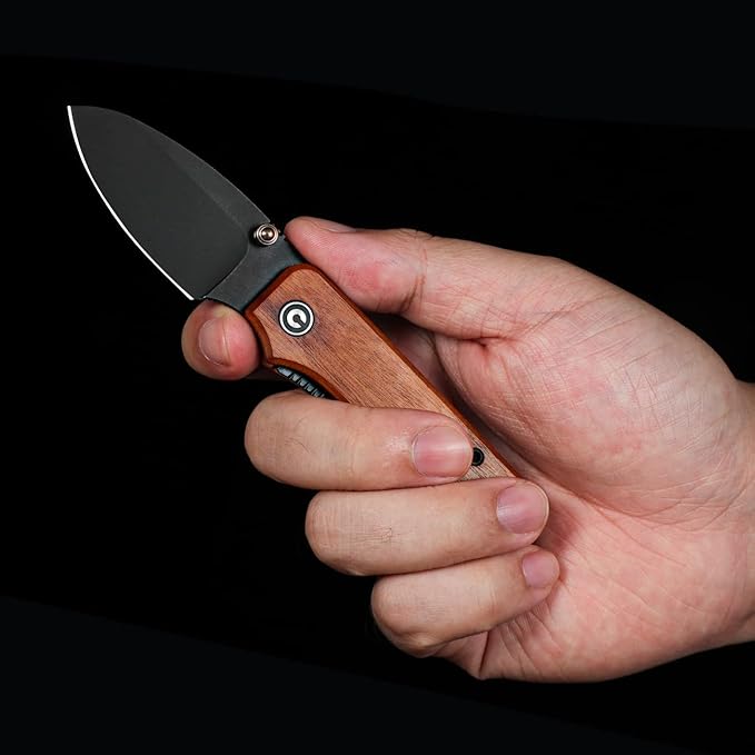 CIVIVI Baby Banter Pocket Knife for EDC, Ben Petersen Folding Knife with 2.34 in Nitro V Steel Blade Cuibourtia Wood Handle, Titanium Thumb Stud Opener C19068SB-2(Wood)