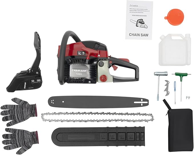58CC 20 Inch Gas Chainsaw, 3.2HP 2 Stroke Top Handle Gasoline Powered Chain Saw with Guide Bar for Tree Wood Cutting, Portable Gas Chain Saws for Garden Pruning, Forest Logging