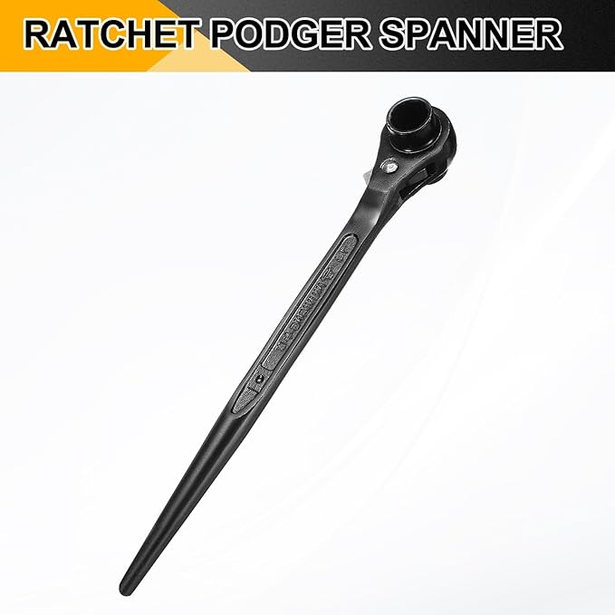 HARFINGTON Scaffolding Podger Ratchet Wrench 12mm x 14mm CR-V 12 Point Double Ended Socket Ratcheting Podger Scaffold Spud Spanner Tool for Auto Repair Mechanical Maintenance, Black