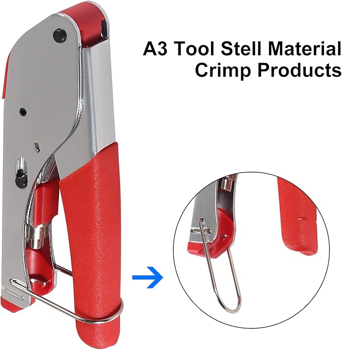 DIANN Coax Cable Crimper Coaxial Compression Tool Kit Wire Stripper with with 5pcs RG6 F Type Connector and 5pcs RG6 Coax Cable Extender (22pcs)