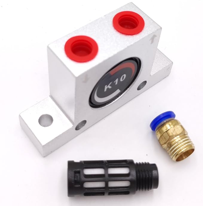 K10 K 1/4'' Industrial Pneumatic Turbine Ball Vibrator, Thread Pneumatic Vibrator Power Concrete Vibrator Ball Type Aluminum Alloy Air Turbine Oscillator with Silencer