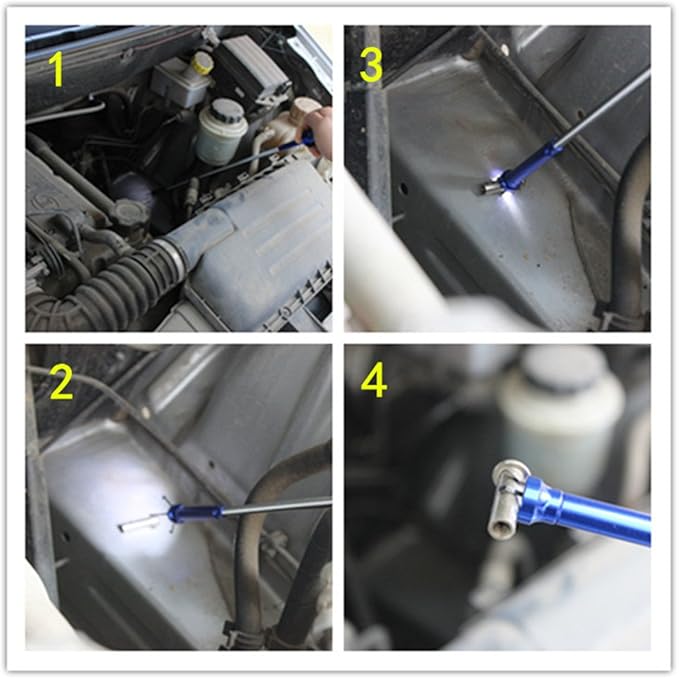 Telescoping inspection mirror with LED lights竊똅lexible Claw Grabber Tool Magnetic 4 Claw Picker. Combination tool set. Easy to extendable observe and grab the items in the gap picker upper grabber