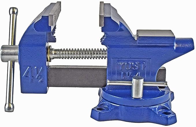 Yost Vises LV-4 Homeowner's Vise with UP-360 Soft Jaw Cover Kit | Heavy Duty Table Vise 4.5-Inch Jaw Width with a 3-Inch Jaw Opening Home Vise | Secure Grip with 240-Degree Locking Swivel Base