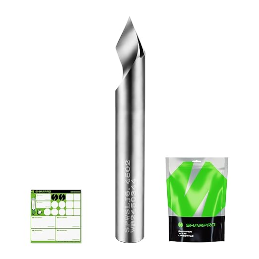 SHARPRO Chamfer Router Bits V Groove O Flute Spiral Router Bit 45 Degree 1/4 Inch Shank CNC Carbide V-bit for Engraving and Chamfering Lettering, Ideal for Wood, Acrylic and PVC