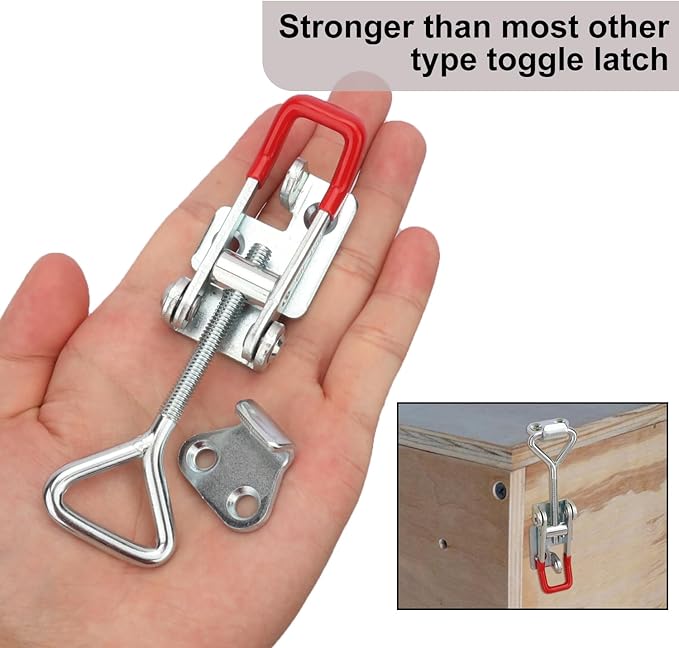 GENHAKON 12 Pack Toggle Latch Clamps, 4002 Duty U-hook Latches for Wood Boxes and Woodworking Craft, Adjustable Clamp with 485lbs Holding Capacity