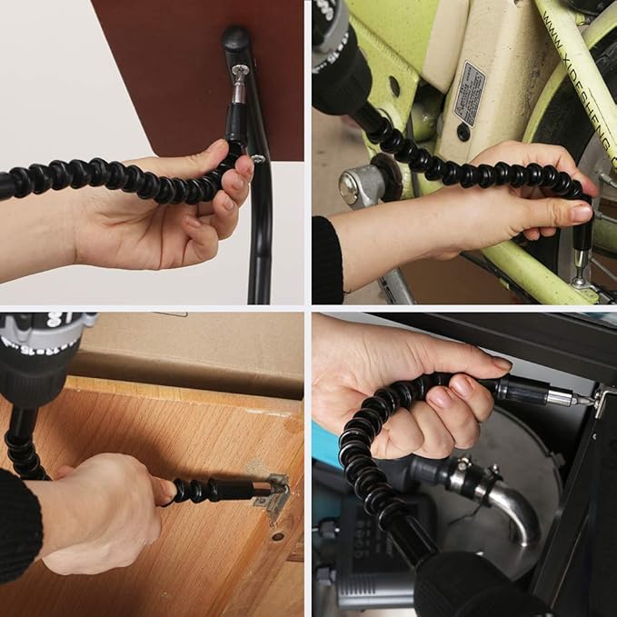 Cozihom 1/4?쇺?Drill Bit Extension Set, 2 Pieces Flexible Drill Bit Extension Shaft, 3 Pieces Quick Change Magnetic Screwdriver Bit Holder