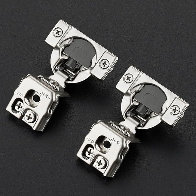 Ravinte 2 Pack 1 Pair 1-5/16 inch Overlay Cabinet Hinges Kitchen Soft Close Cabinet Hinges Hidden Door Hinge for Kitchen Cabinet Stainless Steel Adjustable Hinges Satin Nickel Cabinet Hardware