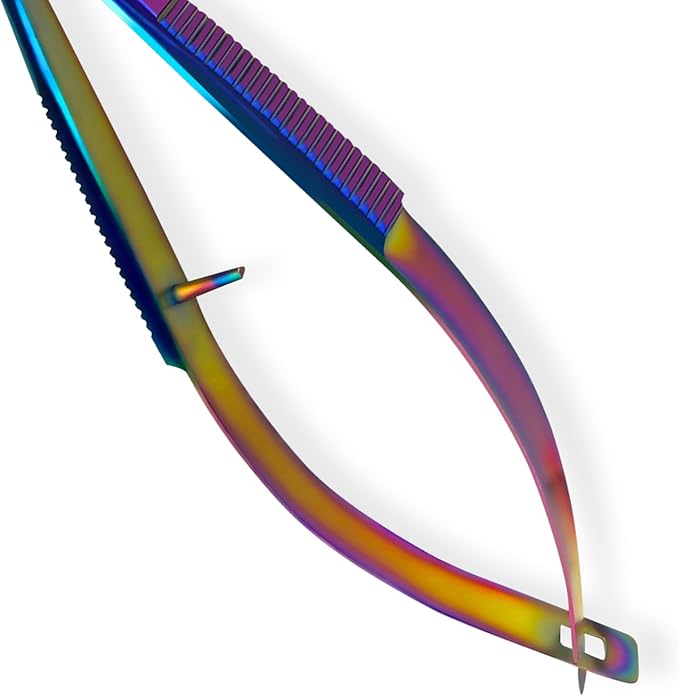 Bandage, Castroviejo, & Iris Scissors, & Kelly, & Mosquito Forceps Rainbow - Stainless Steel, DIY Crafting Scissors and Forceps Multicolors (Castroviejo Scissors, 4.5 inches Curved)