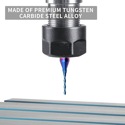 2PCS Upcut Spiral Router Bit 1/4 inch Shank, 1/16 inch Cutting Diameter Solid Carbide with Blue Nano NACO Coating CNC Router Bits End Mill for Wood Carving, Engraving