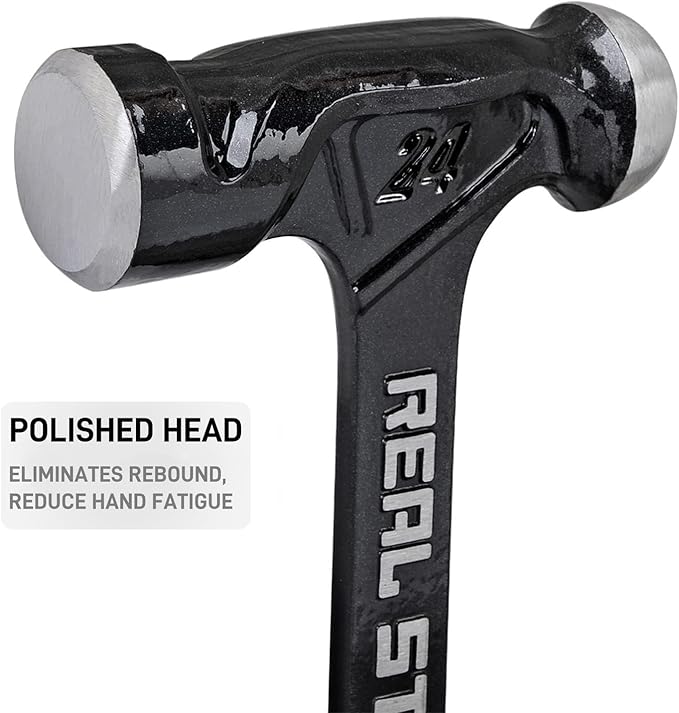 Real Steel Ball Peen Hammer 24 Oz, One Piece Forged Metalworking Tool Ball Pein Hammer r 0519
