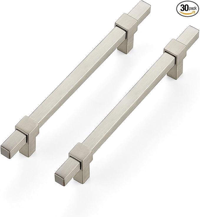 30 Pack Brushed Nickel Cabinet Handles - 5" Hole Center Cabinet Pulls Drawer Pulls Cabinet Hardware Kitchen Handles for Cabinets