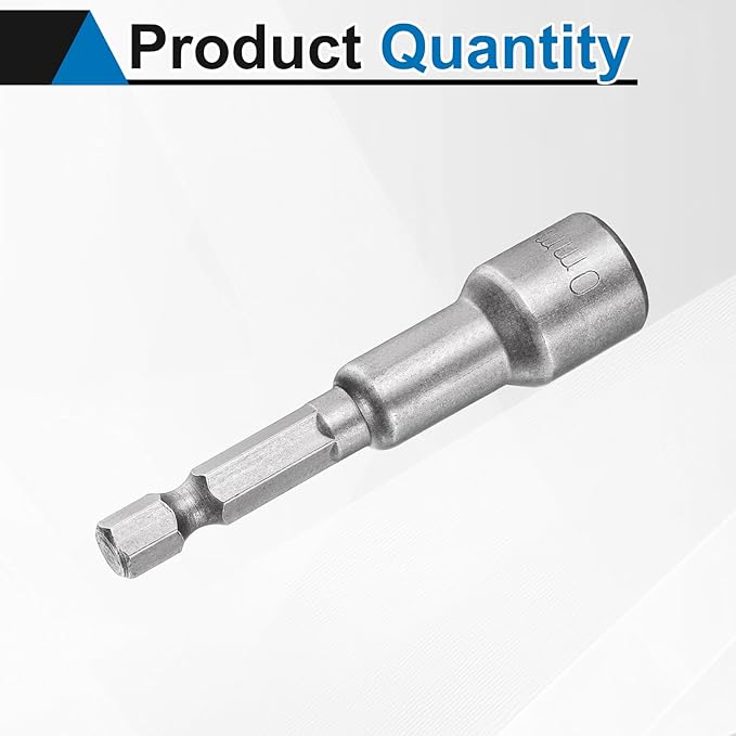 HARFINGTON Nut Driver Drill Bit 10mm Metric Socket 1/4" Hex Shank 2.56" (65mm) Long Magnetic 6-Point Sockets Quick Change CR-V Steel Bolt Setters for Power Drill Drivers