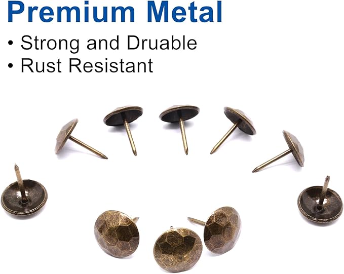 YuGtcen 100pcs Upholstery Tacks, Decorative Nails Thumb Tacks Metal Upholstery Nails for Wood Upholstery Pins Vintage Furniture Tacks (15x20mm, Bronze)