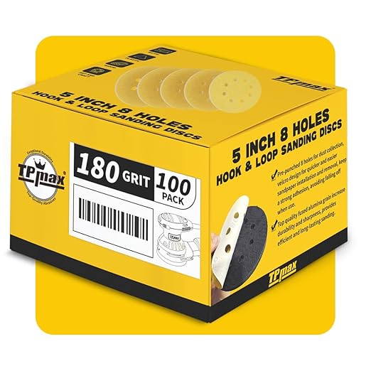 100PCS 5 Inch 180 Grit 125mm 8 Hole Sanding Discs Sandpaper - Premium Gold Round Hook and Loop for Random Orbital Sander - Ideal for Wood, Metal, Automotive