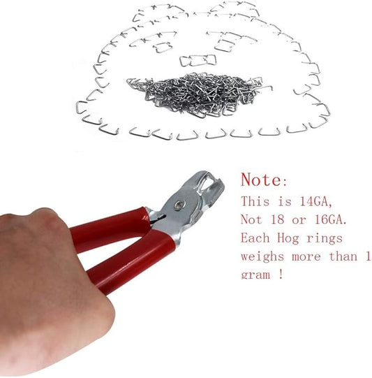 HARDK Hog Ring Pliers set Angled,300 Galvanized Hog Rings - Professional Upholstery Installation Kit