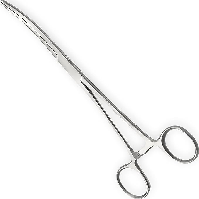 Pean Hemostat Straight and Curved Multipurpose Locking Tweezer Clamps Serrated, Stainless Steel - Hemostats for Nurses, Fishing Forceps, Crafts and Hobby