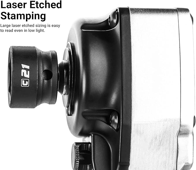 Capri Tools 21 mm Stubby Impact Socket, 3/8 in. Drive, 6 Point, Metric