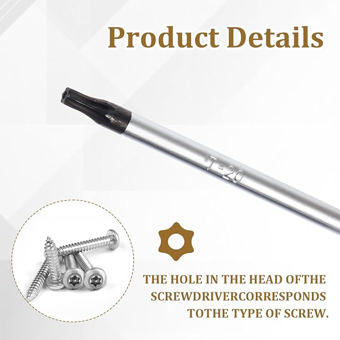 2 Pcs T20 Torx Screwdriver, Magnetic Torx Driver Star Bit Screwdrivers, Security Torx Screwdriver with Insulated PVC Handle, Magnetic Head Screwdriver for Repairing DIY (T20)