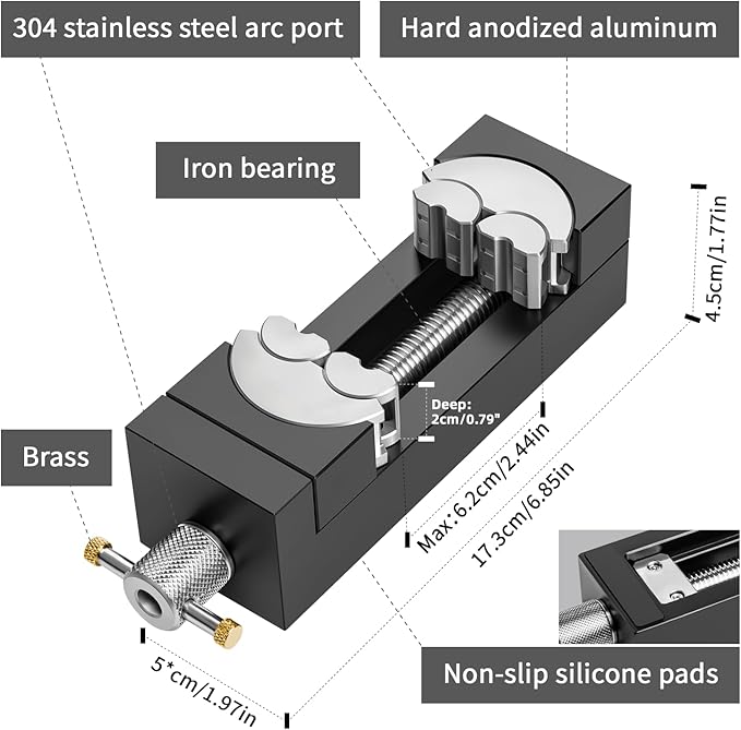 WhiteRhino Mini Vise Clamp,Smart Fractal Vise Drill Press Vise Bench Vise,Heavy Duty Self-Adjusting Aerospace-grade Aluminum Alloy&Precision CNC Machined— Crafts,Jewelry Making, Modeling,DIY,Repairs