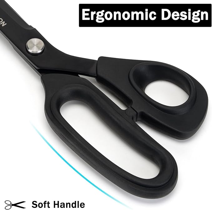 9 Inch Tailor Scissors All Purpose, Heavy Duty Premium Stainless Steel Scissors, Comfort Grip Handles for Fabric, Leather, Sewing & Crafting