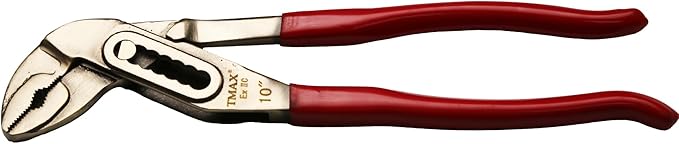 Non-Sparking 10 Inch Aluminum-Bronze Adjustable Water Pump Plier, Alligator V-Jaw Tongue and Groove Joint, Non Spark Plumbing Tool, Spark Free Safety, Non-Magnetic, Corrosion-Resistant