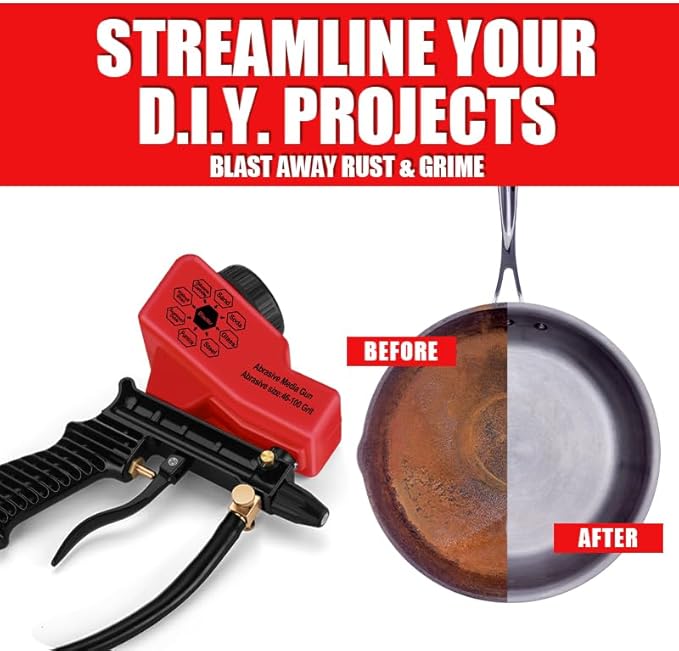 NANPU Light-Duty Air Sandblaster Gun Kit with Siphon & Gravity Feed, Ceramic Nozzle, Metal Body, for Small Project Surface Prep, Paint & Rust Removal, Metal/Wood/Glass Etching竊똓equires Air Compressor