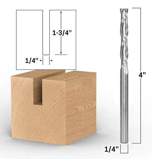 YONICO Upcut Router Bits Spiral 2 Flute Solid Carbide CNC End Mill 1/4-Inch Dia. 1/4-Inch Shank 31217-SC