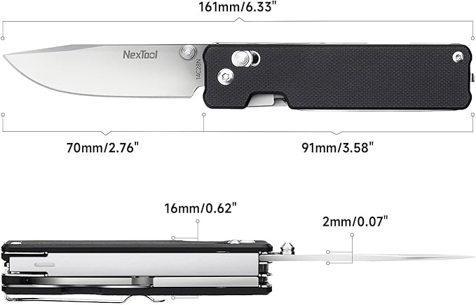 NexTool Knight K30 Axis Lock Folding Pocket Knife, 11-in-1 Multitool with 2.76" 14C28N Steel Blade EDC Knife and G10 Handle, Crossbar Lock Knives for EDC, Camping, Hiking, Survival, Gifts for Men