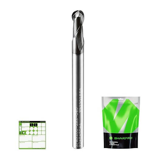 Carbide Ball Nose End Mill 2 Flute 4mm SHK. 4mm Cutting Dia. 3D Carving, High-Speed and Deep Cutting, AlCrN Coated, Apply for Alloy Steel, Stainless Steel and Various Cast Iron.