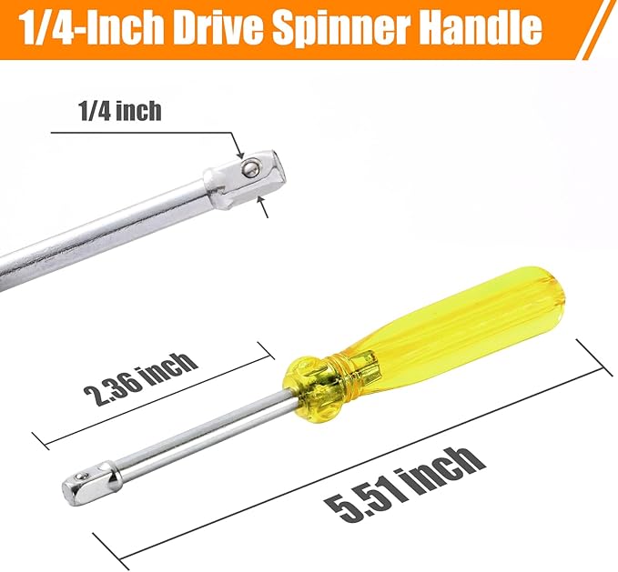 40 Pieces 1/4-Inch & 3/8-Inch Entry-level Drive Socket Set with Reversible Ratchet, Wrench Set with Extension bar, SAE/Metric for Starter Socket Wrench Set for Light Duty Use