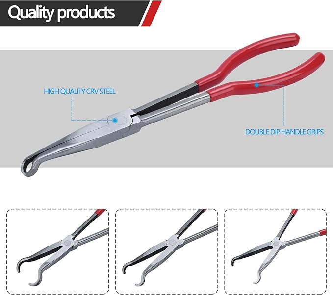 3 Pieces 11'' Long Nose Pliers Set, Cricle Plier O-shape Tip Craft Repairing Tool(0.2/0.5/0.7in)