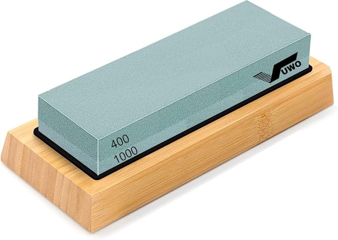 Knife Sharpening Stone Kit - Whetstone Grit 400/1000 3000/8000 Premium Knife Sharpener Wet Stone Set with Bamboo Base Angle Guide Leather Strop Flattening Stone Silicon holder