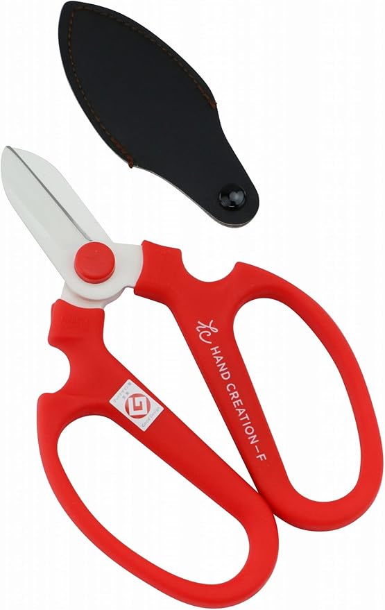 Japanese Florist Scissors ??Professional Ultra Sharp Flower Shears Made in JAPAN for Floral Design & Gardening SAKAGEN HAND CREATION F-170 (Red)