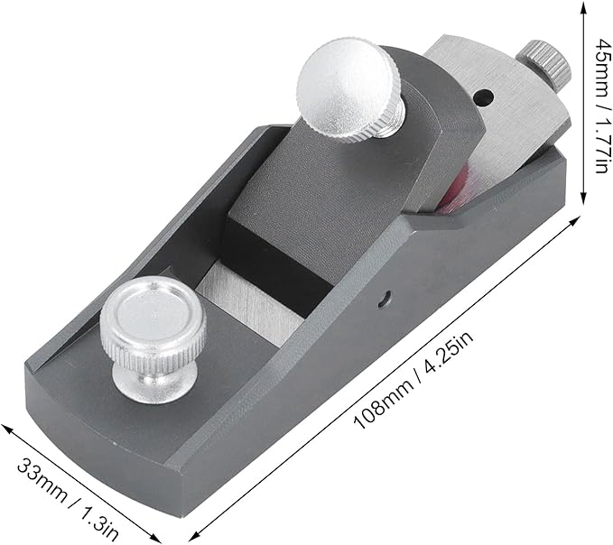 Mini Wood Planer Small Hand Planer Block Plane Aluminium Alloy Small Trimming Planer Adjustable Cutting Thickness Woodworking Tool for Wood Planing