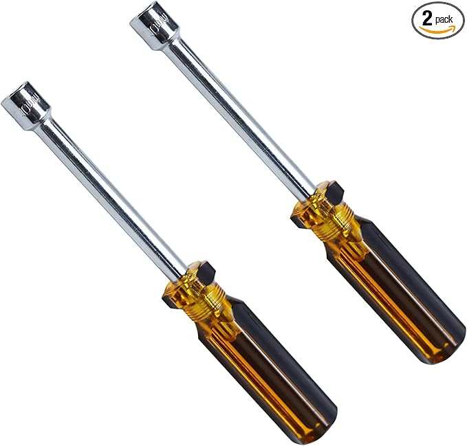2Pcs 10mm Socket Wrench Screwdriver, Hex Socket Wrench High-Carbon Steel Hexagon Nut Driver Non-Magnetic Tip Hex Nut Screwdriver Hand Tool for Repairs(Plastic Handle)